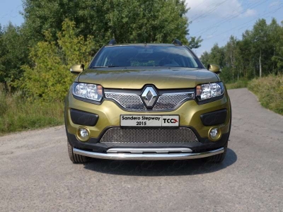 Защита переднего бампера 60 мм ТСС для Renault Sandero Stepway 2014-2018/2018-2022