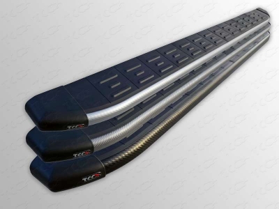 Пороги алюминиевые ТСС с накладкой серые для Jeep Cherokee Trailhawk 2014-2021
