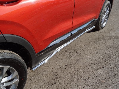 Пороги труба 60 мм для Hyundai Santa Fe 2018-2021