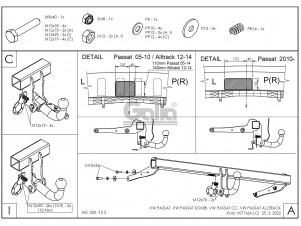 ТСУ Фаркоп оцинкованный Galia шар C съемный для Volkswagen Passat B7/Passat CC № V071C