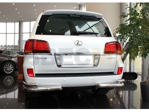 Защита задняя уголки двойные 76-53 мм для Lexus LX-570 № LX12 3