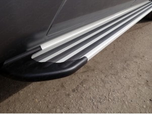 Пороги алюминиевые Slim Line Silver для Audi Q5 № AUDIQ513-15S
